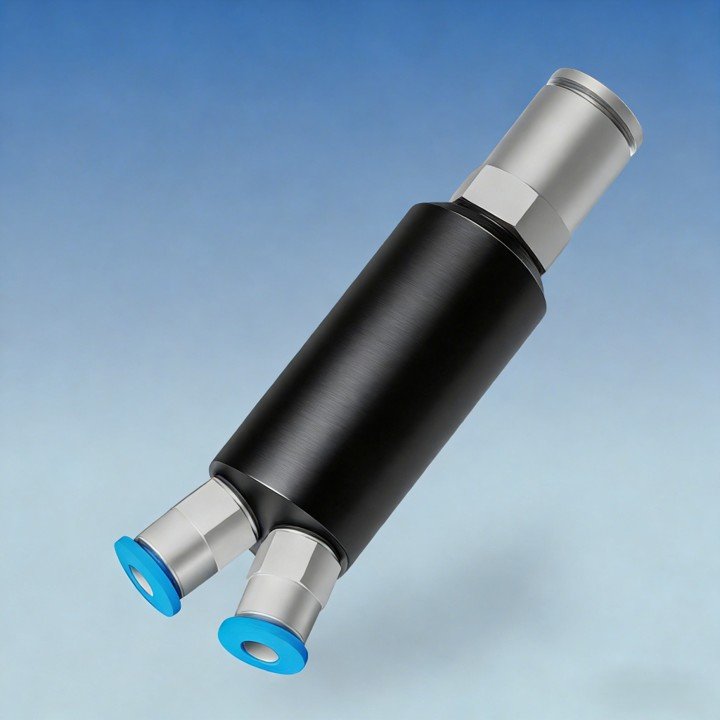 Laser 1-to-2 powder flow splitter for dual-channel powder delivery system