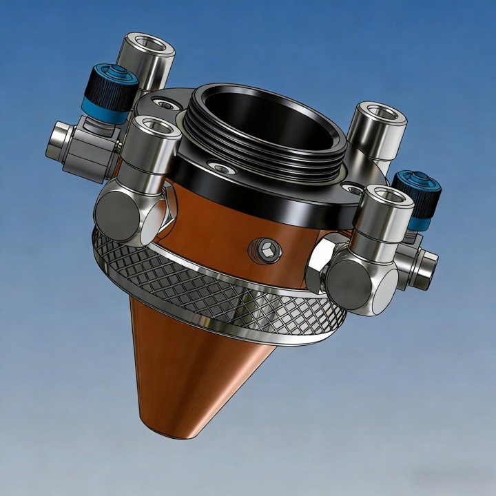 Annular coaxial laser cladding powder nozzle for uniform powder distribution