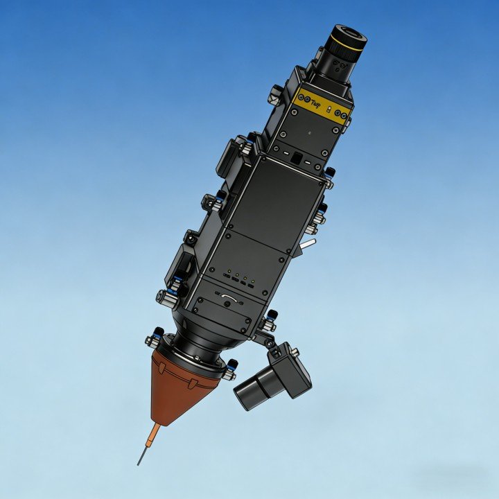 Center wire-powder feeding cladding head for industrial coating