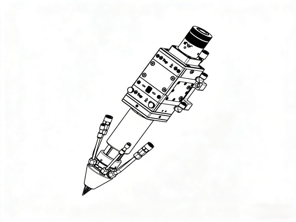 6000W transmission laser cladding head with coaxial powder feeding designed for industrial laser cladding systems