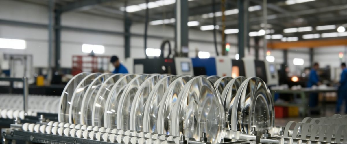 High-precision laser lens production workshop for industrial laser systems